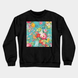 Cheerful Wildflowers, Blue, Orange, Pink  Flowers Crewneck Sweatshirt
